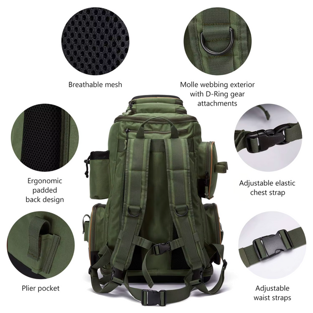 All-Purpose Fishing Bag - Spacious + Rain Cover