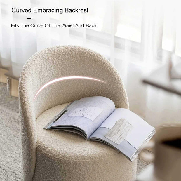Faux Lamb Velvet Vanity Chair with Backrest — 360° Swivel, Multi-Functional Use