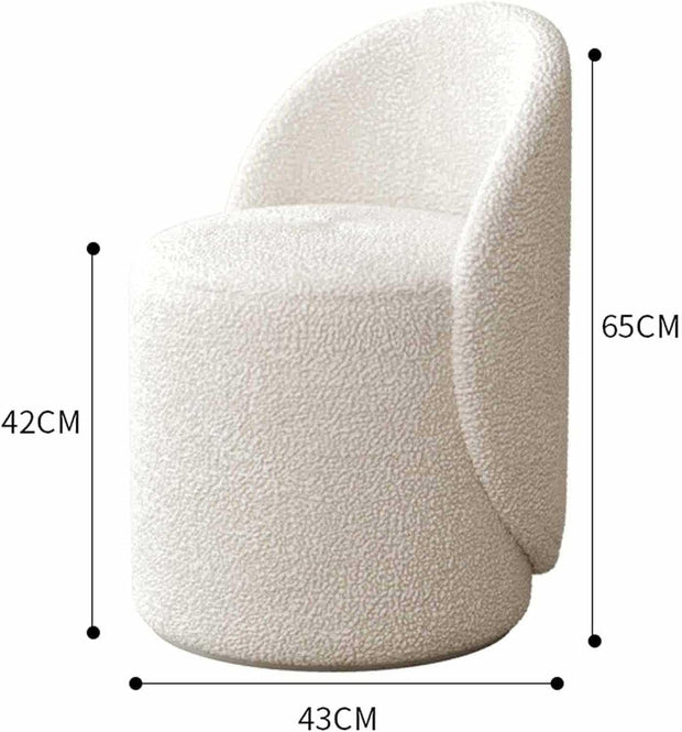 Faux Lamb Velvet Vanity Chair with Backrest — 360° Swivel, Multi-Functional Use