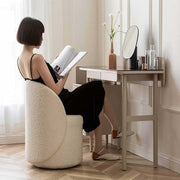 Faux Lamb Velvet Vanity Chair with Backrest — 360° Swivel, Multi-Functional Use
