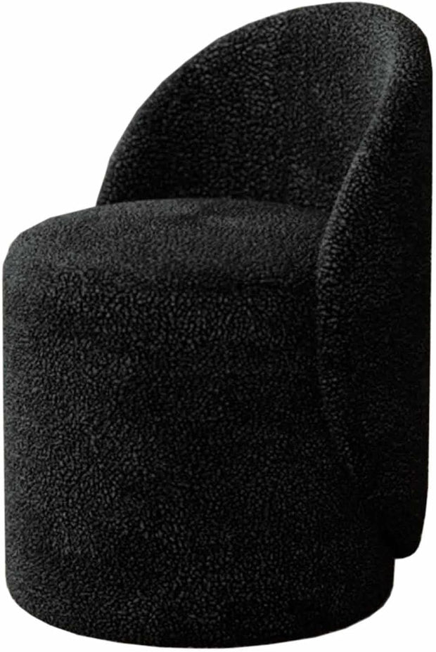 Faux Lamb Velvet Vanity Chair with Backrest — 360° Swivel, Multi-Functional Use