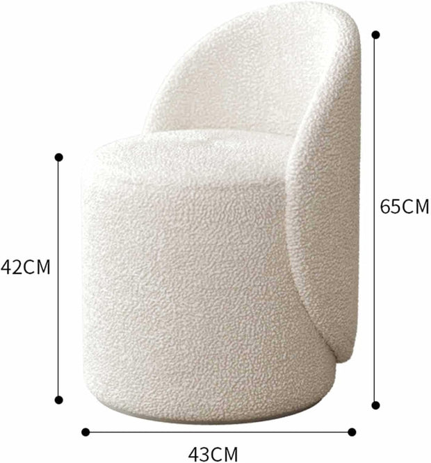 Faux Lamb Velvet Vanity Chair with Backrest — 360° Swivel, Multi-Functional Use