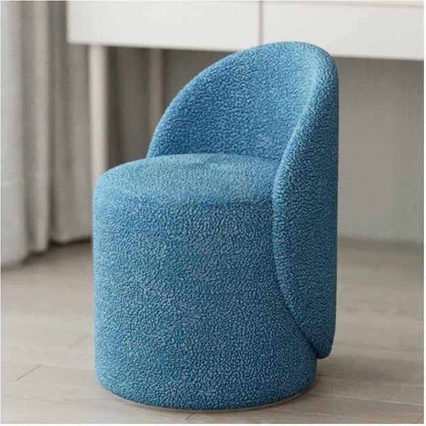 Faux Lamb Velvet Vanity Chair with Backrest — 360° Swivel, Multi-Functional Use