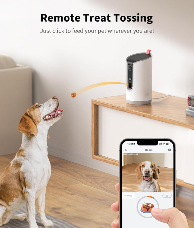 Interactive Pet Camera – Treat Tossing, Auto-Tracking & Two-Way Audio