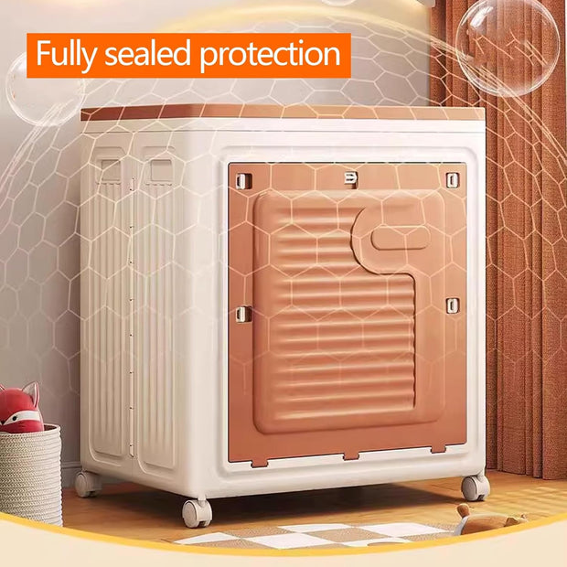 Compact Rolling Storage Rack - 360° Swivel Wheels and Dust Cover