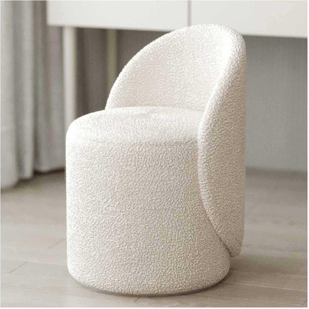 Faux Lamb Velvet Vanity Chair with Backrest — 360° Swivel, Multi-Functional Use