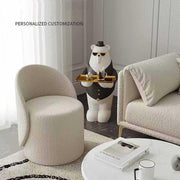 Faux Lamb Velvet Vanity Chair with Backrest — 360° Swivel, Multi-Functional Use