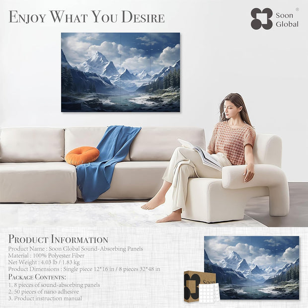 Acoustical Wall Panels, 6-Piece 23.62 X 23.62 Inches Art Acoustic Panels, Decorative Acoustic Panels, Acoustic Wall Panels, Sound Absorbing Wall Art, Arcadian Vortex