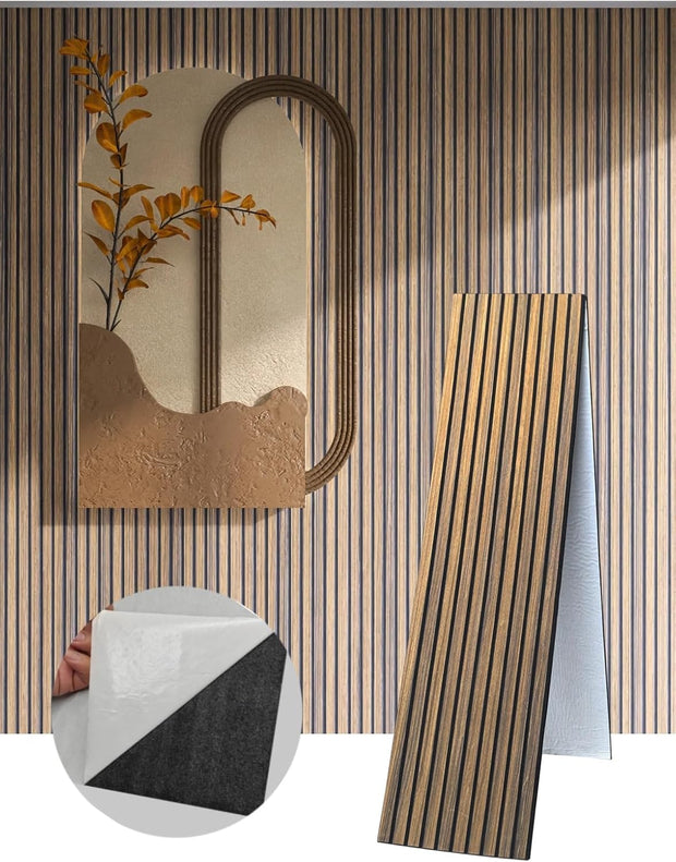 Luxury Wood-Texture Wall Panels｜Self-Adhesive, Sound-Reducing, Fits Curved Surfaces