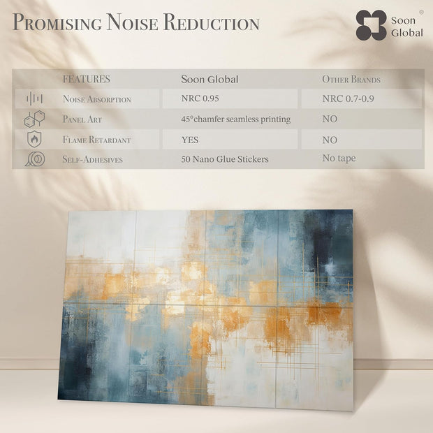 Acoustical Wall Panels, 6-Piece 23.62 X 23.62 Inches Art Acoustic Panels, Decorative Acoustic Panels, Acoustic Wall Panels, Sound Absorbing Wall Art, Arcadian Vortex