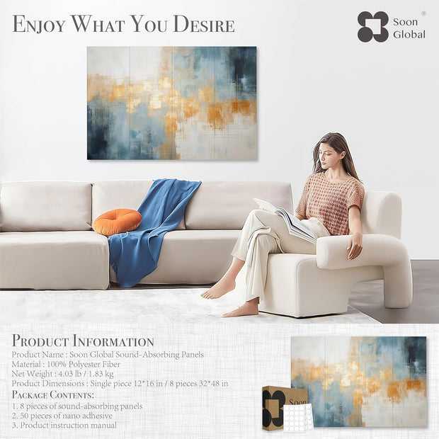 Acoustical Wall Panels, 6-Piece 23.62 X 23.62 Inches Art Acoustic Panels, Decorative Acoustic Panels, Acoustic Wall Panels, Sound Absorbing Wall Art, Arcadian Vortex
