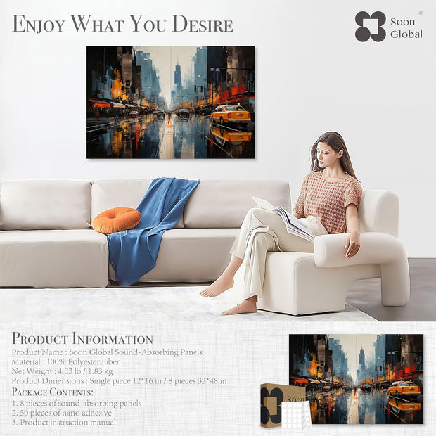 Acoustical Wall Panels, 6-Piece 23.62 X 23.62 Inches Art Acoustic Panels, Decorative Acoustic Panels, Acoustic Wall Panels, Sound Absorbing Wall Art, Arcadian Vortex