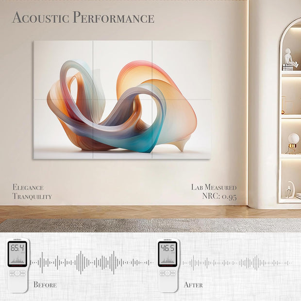 Acoustical Wall Panels, 6-Piece 23.62 X 23.62 Inches Art Acoustic Panels, Decorative Acoustic Panels, Acoustic Wall Panels, Sound Absorbing Wall Art, Arcadian Vortex