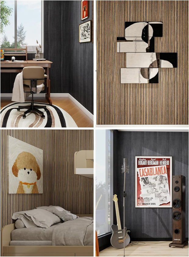 Luxury Wood-Texture Wall Panels｜Self-Adhesive, Sound-Reducing, Fits Curved Surfaces
