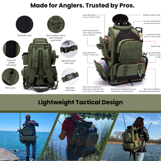 All-Purpose Fishing Bag - Spacious + Rain Cover