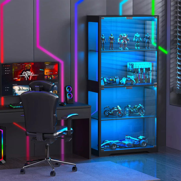 LED Display Cabinet with Motion Sensor and Glass Door